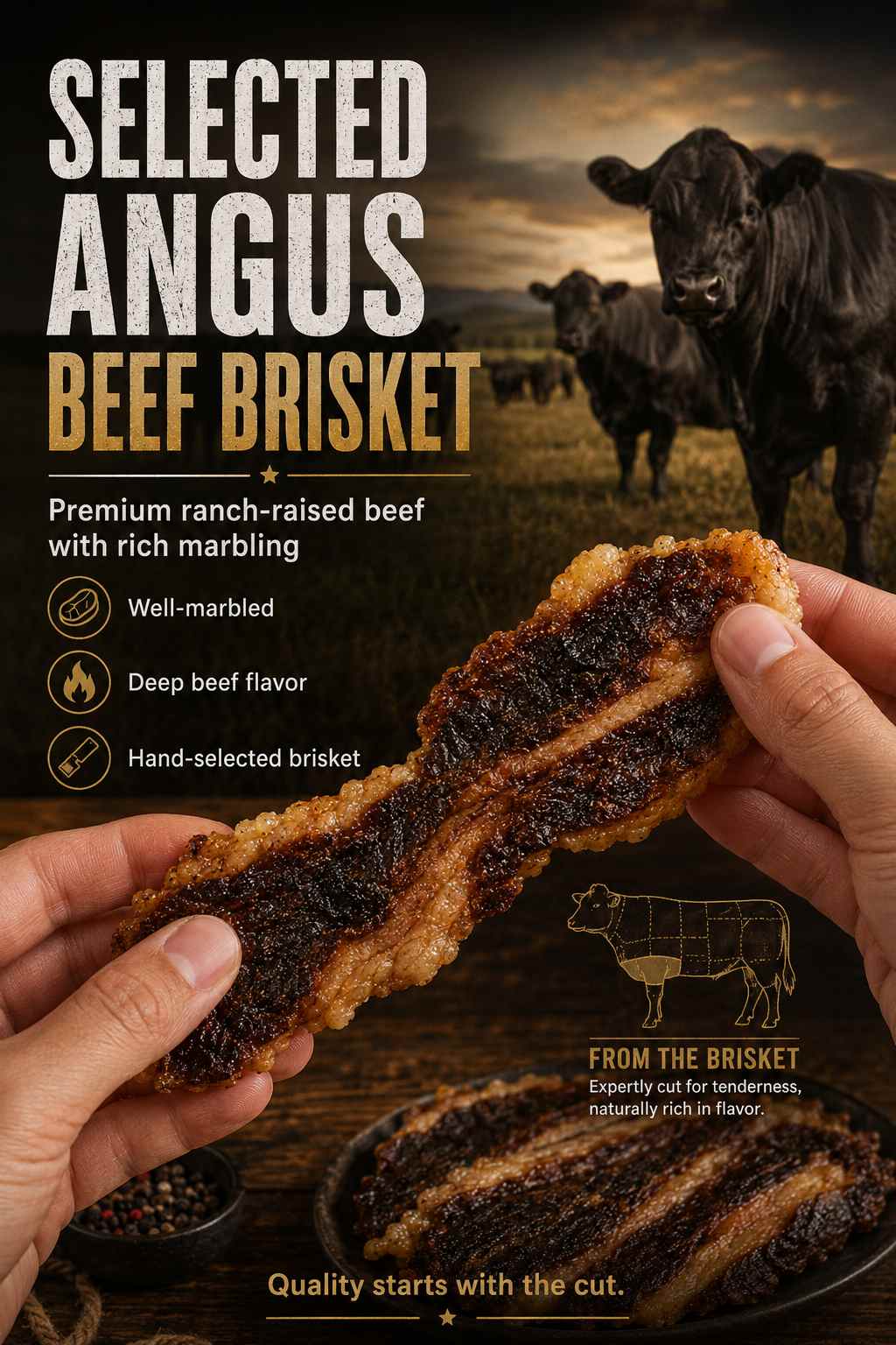 100% Grass-Fed Angus Brisket Jerky – Tender, Rich & Slow-Ying
